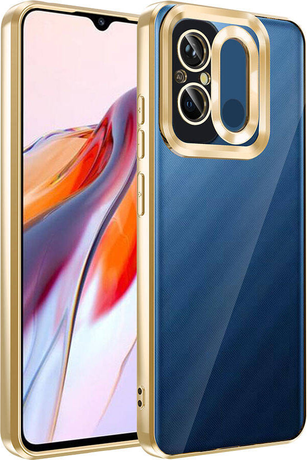 Xiaomi Redmi 12C Kılıf Kamera Korumalı Logo Gösteren Mnc Omega Kapak-Gold