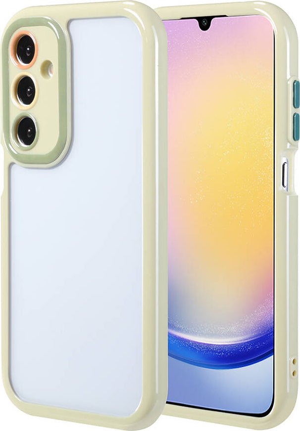 Galaxy A25 Kılıf Kamera Korumalı Renkli Kenar ve Çerçeve Tasarımlı Mnc Vitamin Kapak-Yeşil