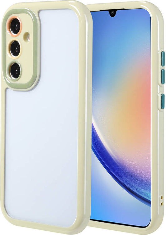 Galaxy A34 Kılıf Kamera Korumalı Renkli Kenar ve Çerçeve Tasarımlı Mnc Vitamin Kapak-Yeşil