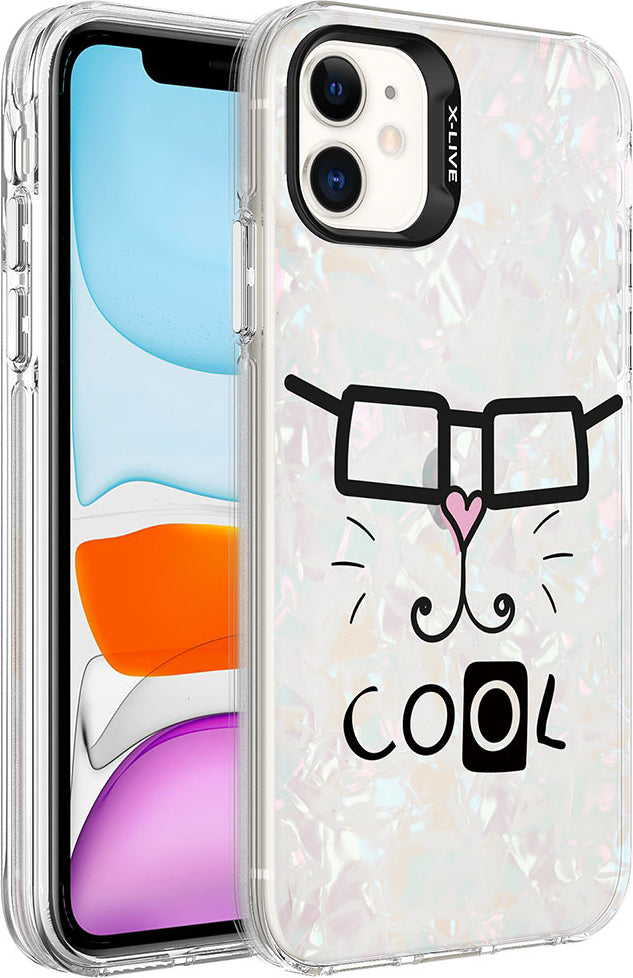 Apple iPhone 12 Kılıf Mermer Desenli Mnc Marbello Kapak-Beyaz