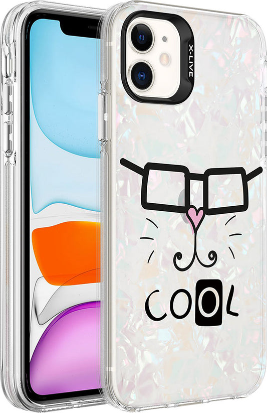 Apple iPhone 12 Kılıf Mermer Desenli Mnc Marbello Kapak-Beyaz