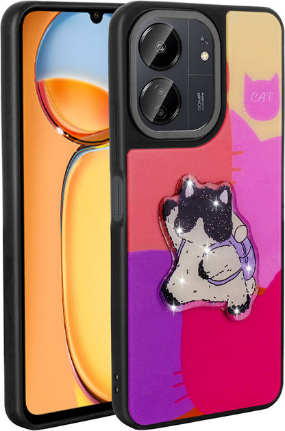 Xiaomi Poco C65 Kılıf Parlayan Kabartmalı Ikonik Figürlü Mnc Amas Silikon Kapak-Mor