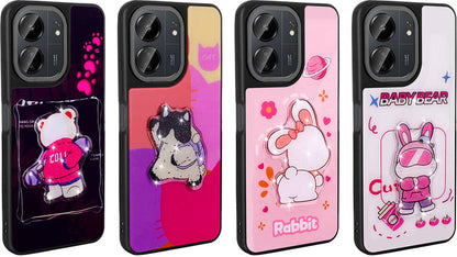 Xiaomi Poco C65 Kılıf Parlayan Kabartmalı Ikonik Figürlü Mnc Amas Silikon Kapak-Mor