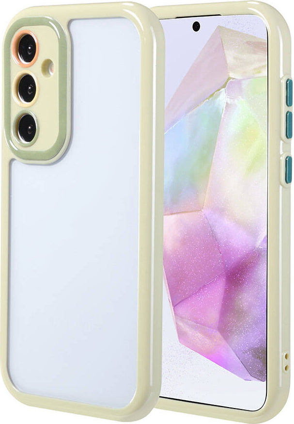 Galaxy A35 Kılıf Kamera Korumalı Renkli Kenar ve Çerçeve Tasarımlı Mnc Vitamin Kapak-Yeşil