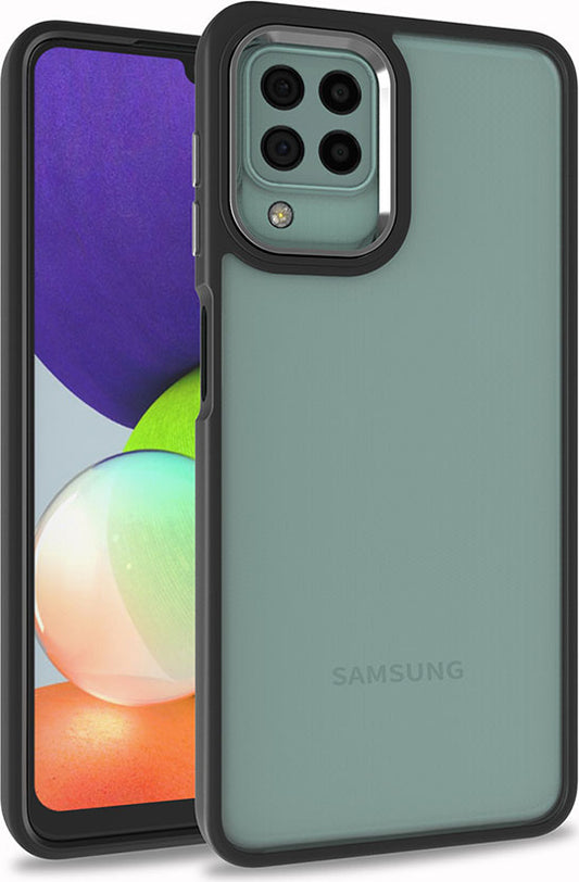 Galaxy A12 Kılıf Mnc Flora Kapak-Siyah