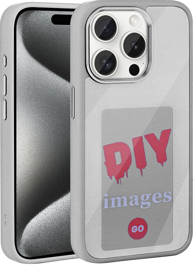 Apple iPhone 15 Pro Kılıf Ekranı Yansıtan Mnc Akıllı Nfc Kapak-Gri