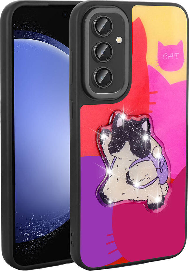 Galaxy A54 Kılıf Parlayan Kabartmalı Ikonik Figürlü Mnc Amas Silikon Kapak-Mor