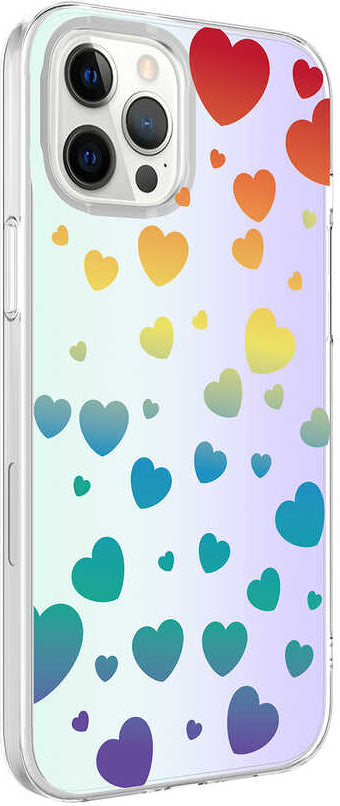 iPhone 12 Pro Max Kılıf Mnc M-Blue Desenli Kapak-Heart No3