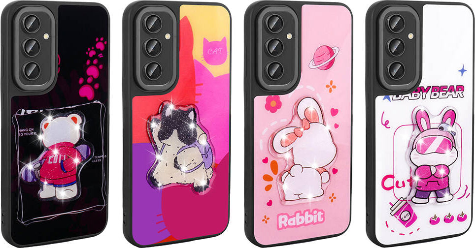 Galaxy S24 Kılıf Parlayan Kabartmalı Ikonik Figürlü Mnc Amas Silikon Kapak-Pembe