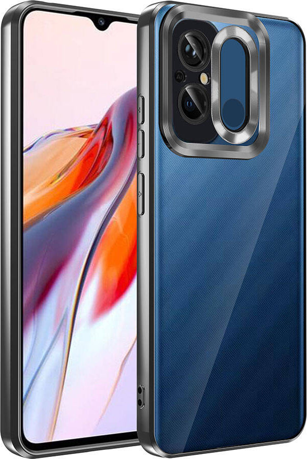 Xiaomi Redmi 12C Kılıf Kamera Korumalı Logo Gösteren Mnc Omega Kapak-Siyah