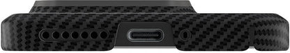 Xiaomi Mi 14 Kılıf Magsafe Şarj Özellikli 600D Kevlar Mnc Krek Karbon Kapak-Siyah