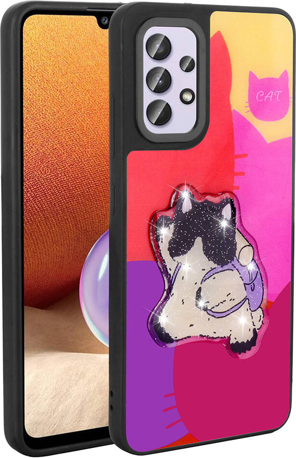 Galaxy A32 4g Kılıf Parlayan Kabartmalı Ikonik Figürlü Mnc Amas Silikon Kapak-Mor