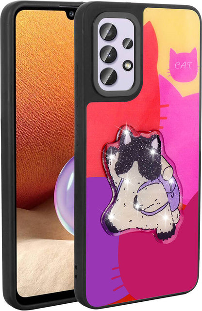 Galaxy A32 4g Kılıf Parlayan Kabartmalı Ikonik Figürlü Mnc Amas Silikon Kapak-Mor