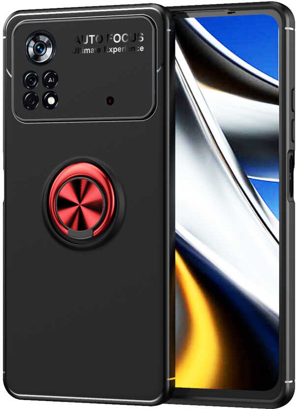 Xiaomi Poco M4 Pro 4g Kılıf Mnc Ravel Silikon Kapak-Siyah-Kırmızı