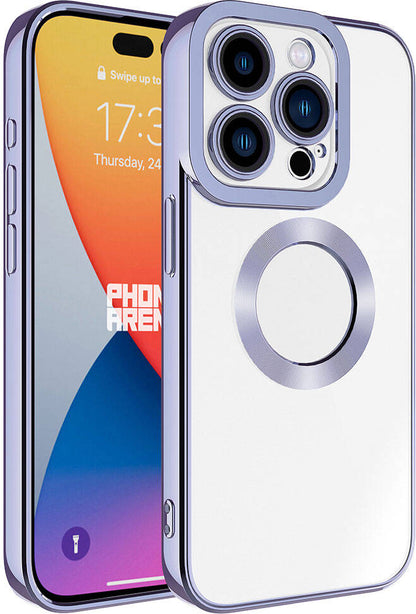 Apple iPhone 15 Pro Kılıf Kamera Korumalı Logo Gösteren Mnc Omega Kapak-Lila