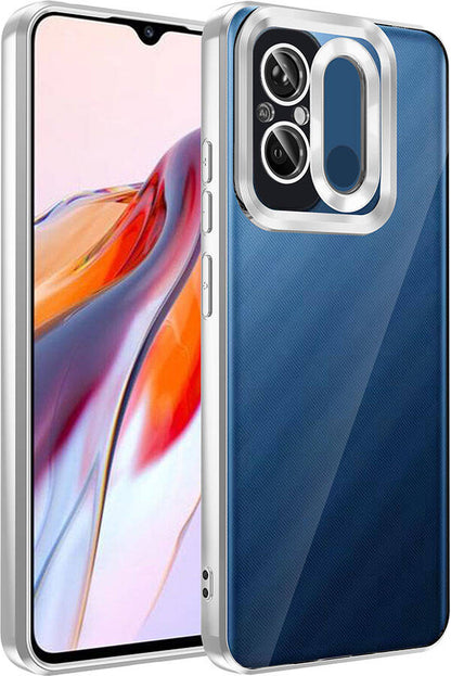 Xiaomi Redmi 12C Kılıf Kamera Korumalı Logo Gösteren Mnc Omega Kapak-Gümüş