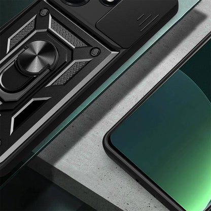Infinix Hot 30I Kılıf Magnetik Standlı Kamera Korumalı Mnc Sürgülü Vega Kapak-Mavi