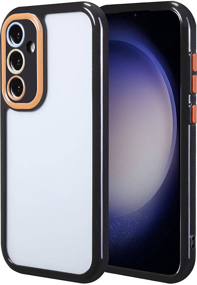 Galaxy S23 Kılıf Kamera Korumalı Renkli Kenar ve Çerçeve Tasarımlı Mnc Vitamin Kapak-Siyah
