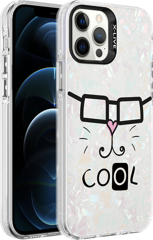 Apple iPhone 12 Pro Kılıf Mermer Desenli Mnc Marbello Kapak-Beyaz
