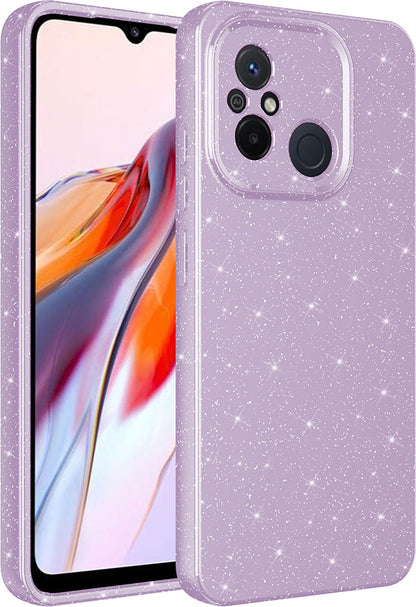 Xiaomi Redmi 12C Kılıf Kamera Korumalı Simli Lüks Mnc Koton Kapak-Lila