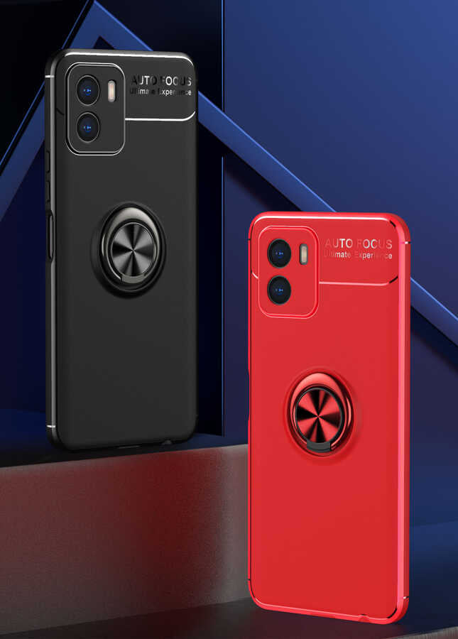 Vivo Y15S Kılıf Mnc Ravel Silikon Kapak-Siyah-Kırmızı
