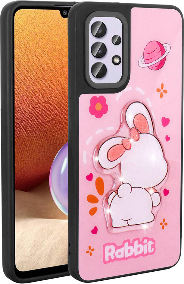 Galaxy A32 4g Kılıf Parlayan Kabartmalı Ikonik Figürlü Mnc Amas Silikon Kapak-Pembe