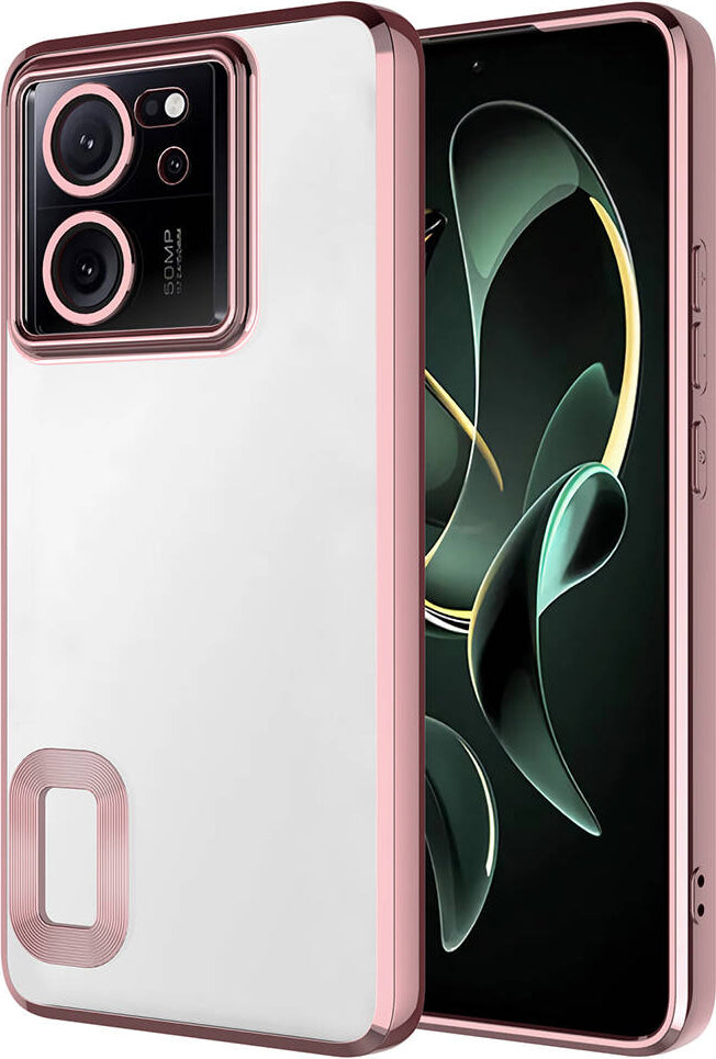 Xiaomi Mi 13T Kılıf Kamera Korumalı Logo Gösteren Mnc Omega Kapak-Rose Gold