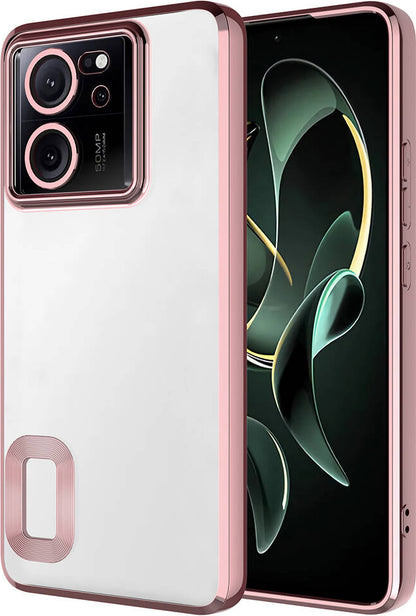 Xiaomi Mi 13T Kılıf Kamera Korumalı Logo Gösteren Mnc Omega Kapak-Rose Gold