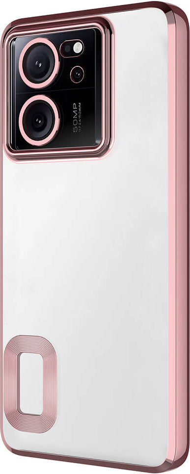 Xiaomi Mi 13T Kılıf Kamera Korumalı Logo Gösteren Mnc Omega Kapak-Rose Gold