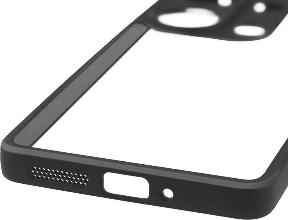 Xiaomi Redmi Note 13 Pro 4g Kılıf Kamera Korumalı Şeffaf Arka Yüzey Mnc New Roll Kapak-Siyah