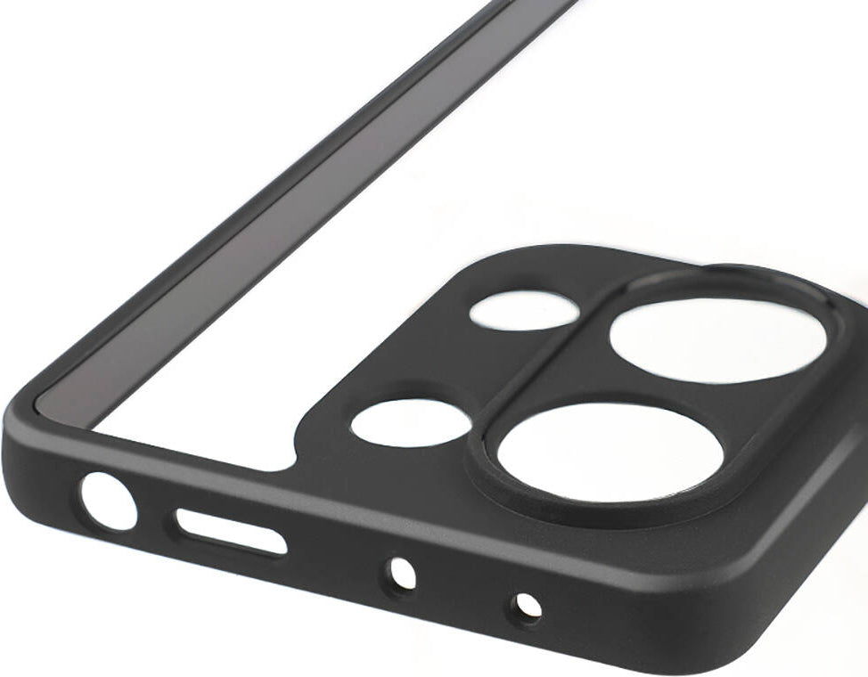 Xiaomi Redmi Note 13 Pro 4g Kılıf Kamera Korumalı Şeffaf Arka Yüzey Mnc New Roll Kapak-Siyah