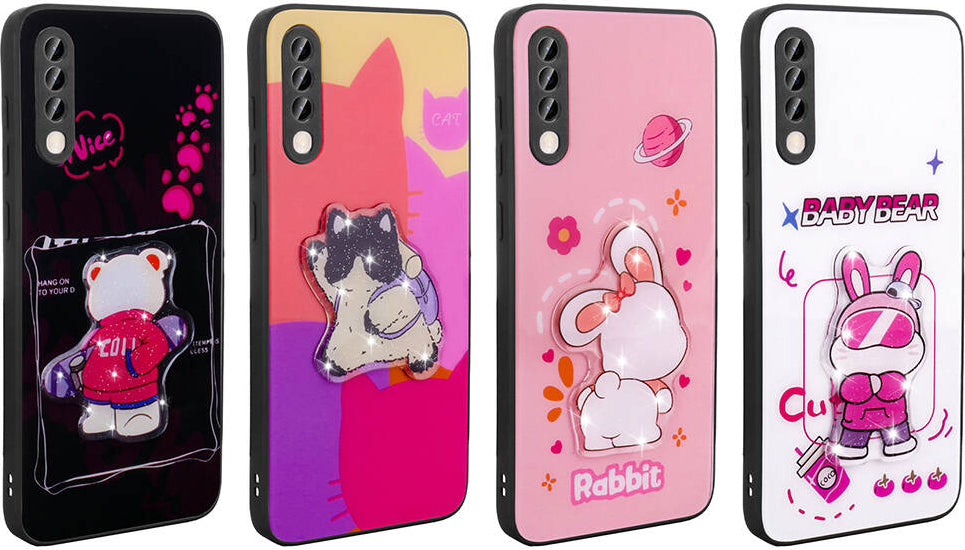 Galaxy A50 Kılıf Parlayan Kabartmalı Ikonik Figürlü Mnc Amas Silikon Kapak-Beyaz