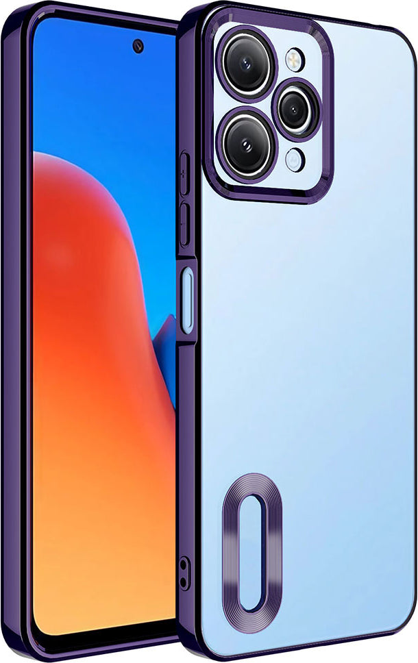 Xiaomi Redmi 12 Kılıf Kamera Korumalı Logo Gösteren Mnc Omega Kapak-Derin Mor