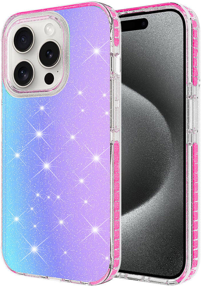 Apple iPhone 15 Pro Max Kılıf Parlak Renk Geçişli Mnc Velle Kapak-Pembe Koyu