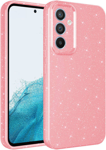 Galaxy S24 Kılıf Kamera Korumalı Simli Lüks Mnc Koton Kapak-Pembe