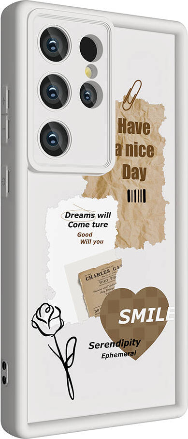 Galaxy S23 Ultra Kılıf Kamera Korumalı Baskılı Arka Yüzey Mnc Klas Kapak-Beyaz