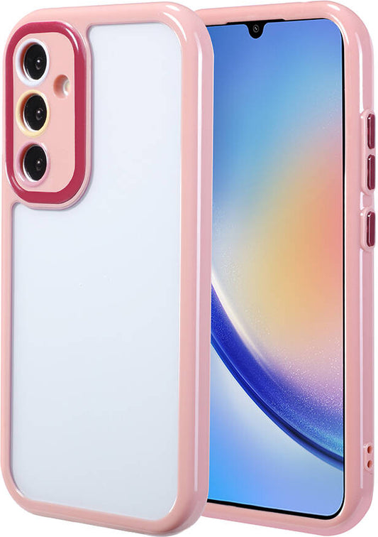 Galaxy A34 Kılıf Kamera Korumalı Renkli Kenar ve Çerçeve Tasarımlı Mnc Vitamin Kapak-Mürdüm