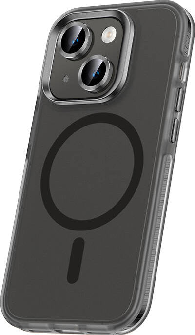 Apple iPhone 15 Plus Kılıf Airbagli Magsafe Wireless Şarj Özellikli Lens Koruyuculu Mnc Klaptika Kapak-Siyah
