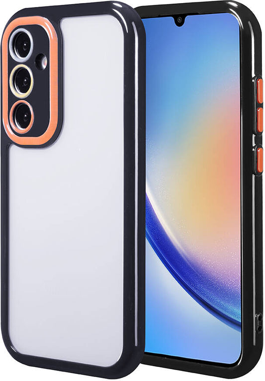 Galaxy A34 Kılıf Kamera Korumalı Renkli Kenar ve Çerçeve Tasarımlı Mnc Vitamin Kapak-Siyah