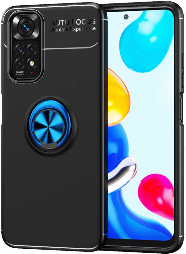 Xiaomi Redmi Note 11S Global Kılıf Mnc Ravel Silikon Kapak-Siyah-Mavi