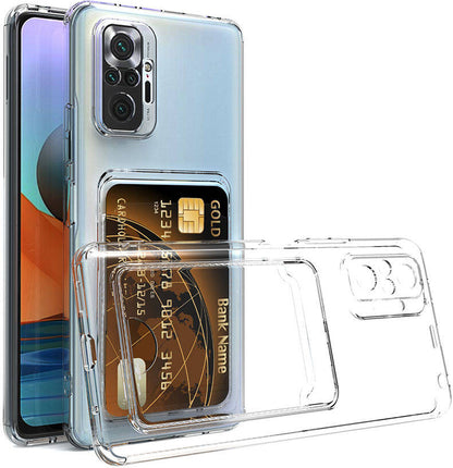 Xiaomi Redmi Note 10 Pro Kılıf Kartlıklı Şeffaf Mnc Setra Clear Silikon Kapak-Renksiz