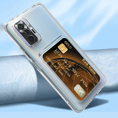 Xiaomi Redmi Note 10 Pro Kılıf Kartlıklı Şeffaf Mnc Setra Clear Silikon Kapak-Renksiz