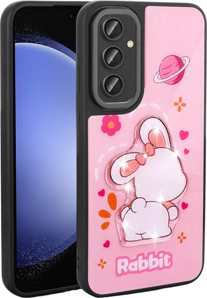 Galaxy A24 Kılıf Parlayan Kabartmalı Ikonik Figürlü Mnc Amas Silikon Kapak-Pembe