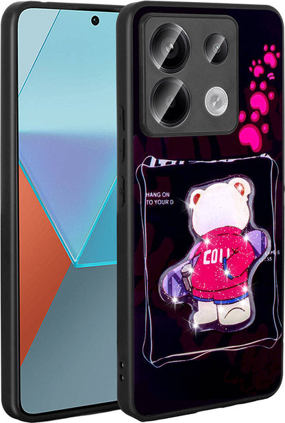 Xiaomi Redmi Note 13 Pro 5g Kılıf Parlayan Kabartmalı Ikonik Figürlü Mnc Amas Silikon Kapak-Siyah