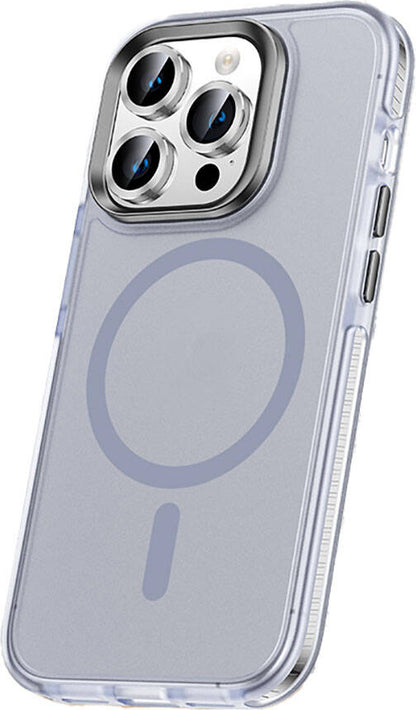 Apple iPhone 15 Pro Max Kılıf Airbagli Magsafe Wireless Şarj Özellikli Lens Koruyuculu Mnc Klaptika Kapak-Gri