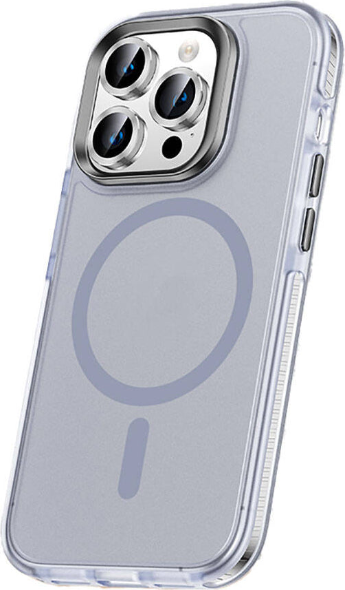 Apple iPhone 15 Pro Max Kılıf Airbagli Magsafe Wireless Şarj Özellikli Lens Koruyuculu Mnc Klaptika Kapak-Gri