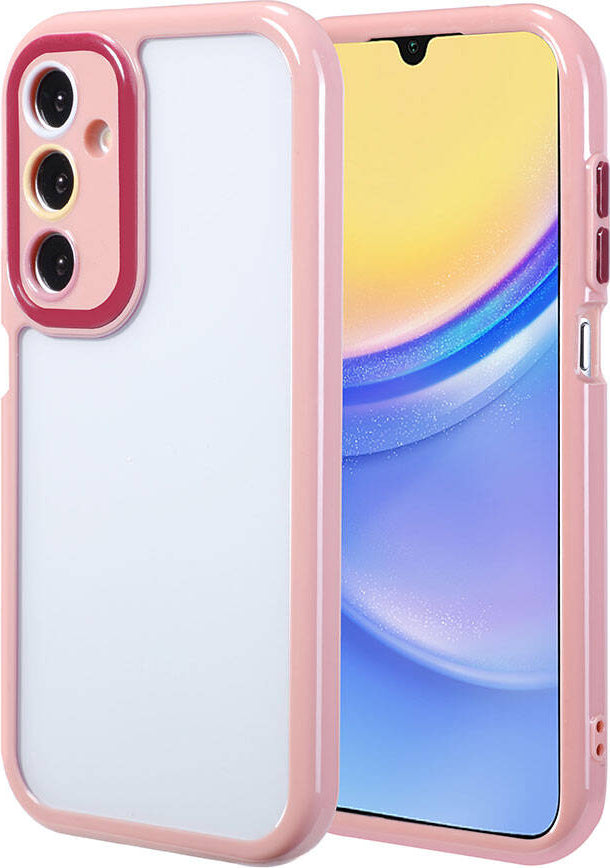 Galaxy A15 Kılıf Kamera Korumalı Renkli Kenar ve Çerçeve Tasarımlı Mnc Vitamin Kapak-Mürdüm