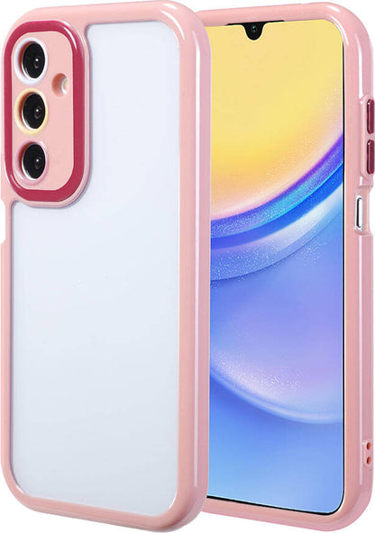 Galaxy A15 Kılıf Kamera Korumalı Renkli Kenar ve Çerçeve Tasarımlı Mnc Vitamin Kapak-Mürdüm