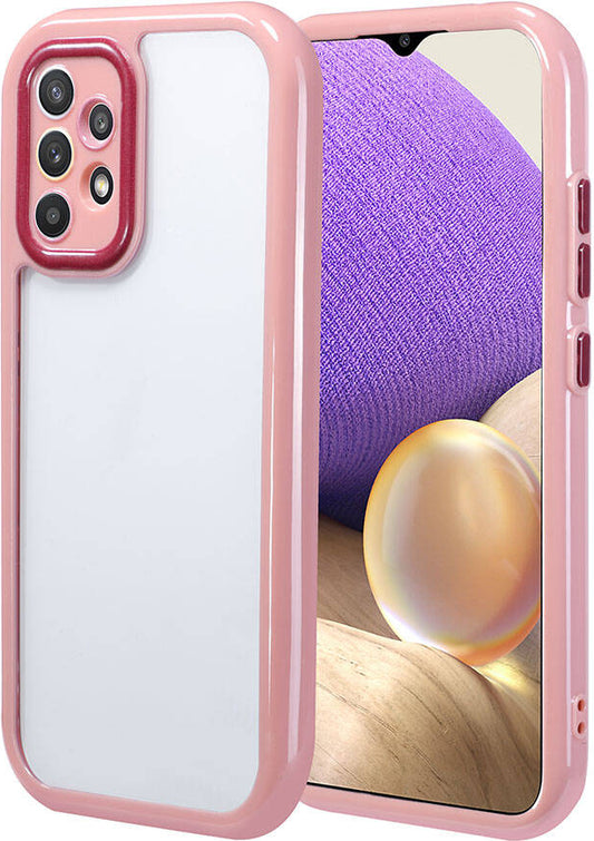 Galaxy A32 4g Kılıf Kamera Korumalı Renkli Kenar ve Çerçeve Tasarımlı Mnc Vitamin Kapak-Mürdüm