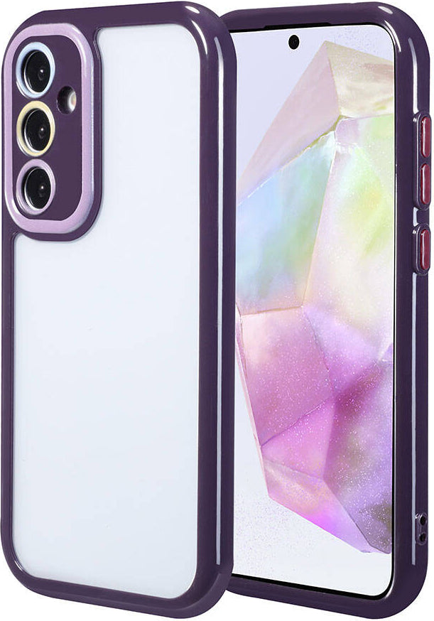 Galaxy A35 Kılıf Kamera Korumalı Renkli Kenar ve Çerçeve Tasarımlı Mnc Vitamin Kapak-Derin Mor